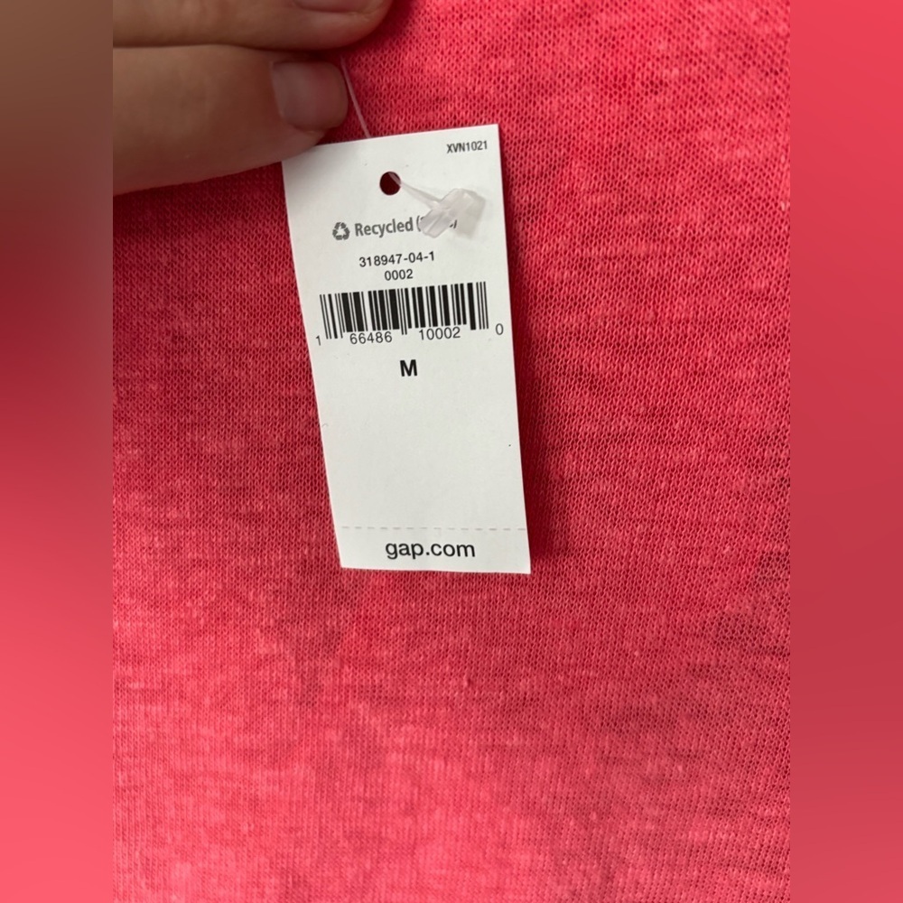 GAP Coral Linen Blend Tank Top Open Ruffle Back Sleeveless Size M - Picture 9 of 13